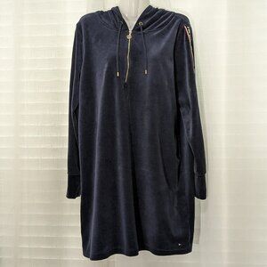 Tommy Hilfiger Women's  Velvet Sweater Hoodie Dress Blue Size L